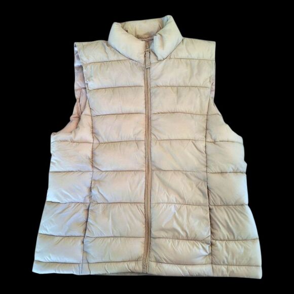 Love Tree Ultra Light Travel Packable Puffer Vest Women's Juniors L Khaki Zip Up - Picture 3 of 16